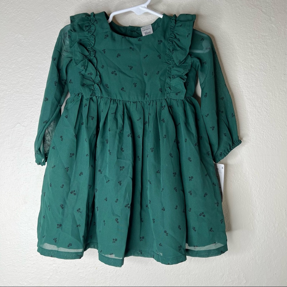 Carters Green Holiday Dress NWT 18 months
